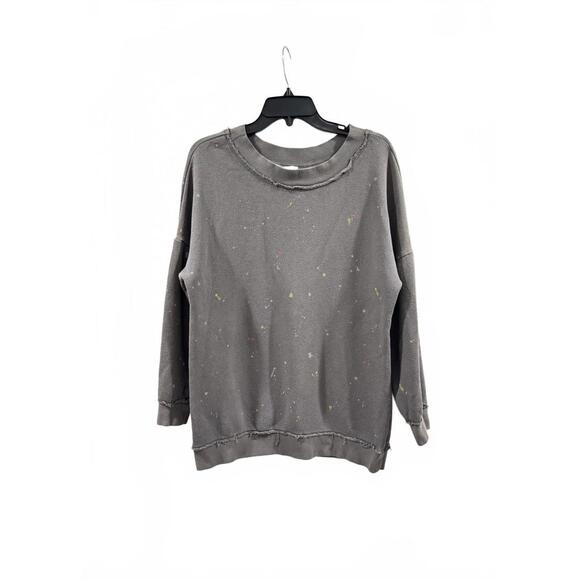 Free People Movement Make It Count Gray Splatter Printed Sweatshirt- Size Medium - Picture 4 of 9